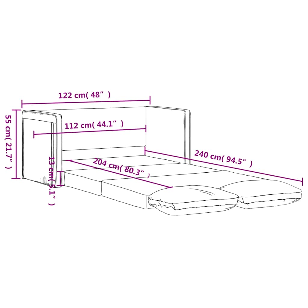 vidaXL Bodensofa mit Schlaffunktion Dunkelgrün 122x204x55 cm Samt