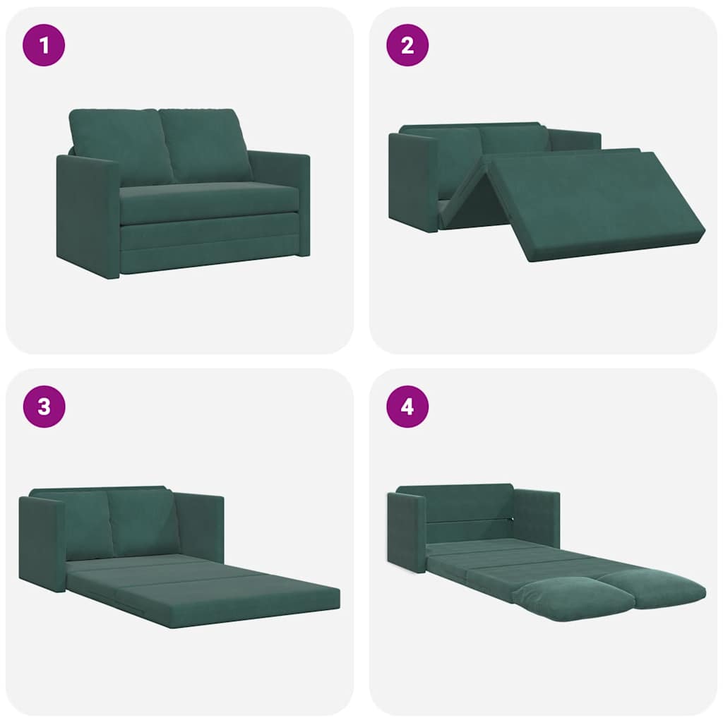 vidaXL Bodensofa mit Schlaffunktion Dunkelgrün 122x204x55 cm Samt