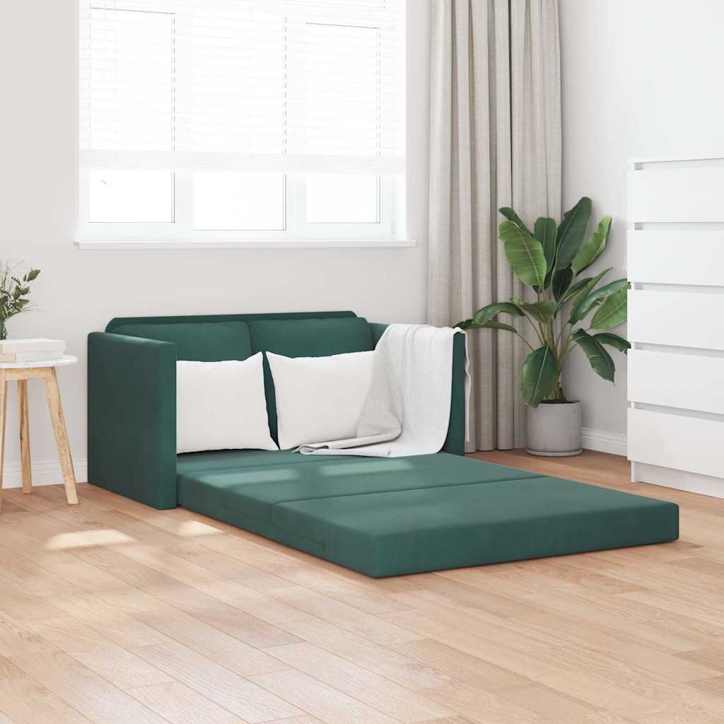 vidaXL Bodensofa mit Schlaffunktion Dunkelgrün 122x204x55 cm Samt