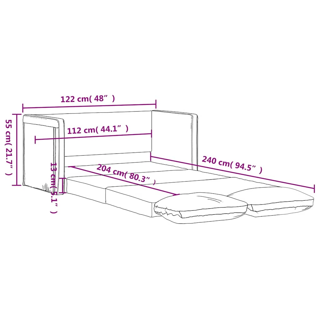 vidaXL Bodensofa mit Schlaffunktion Blau 122x204x55 cm Samt