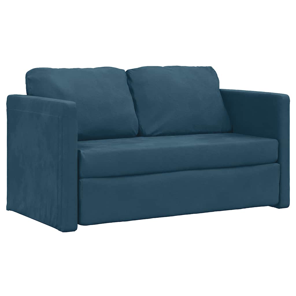 vidaXL Bodensofa mit Schlaffunktion Blau 122x204x55 cm Samt