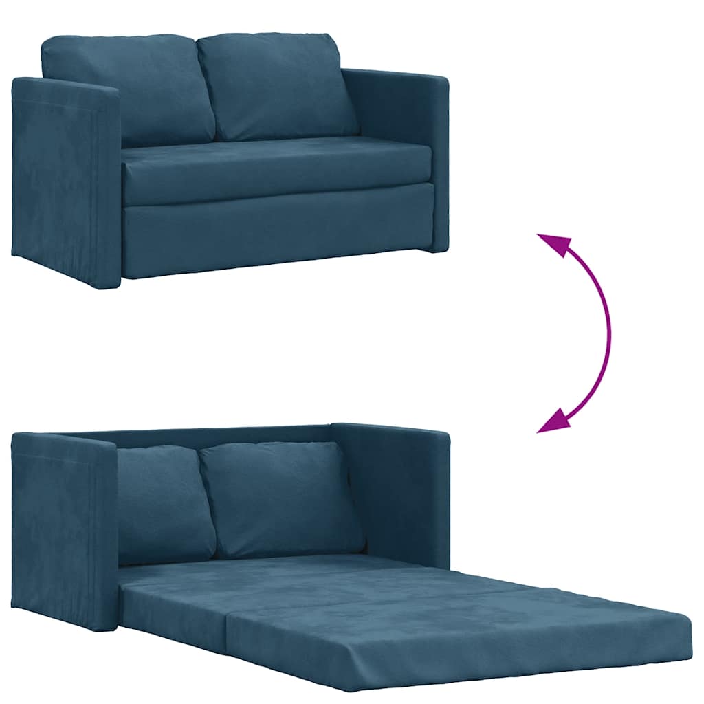 vidaXL Bodensofa mit Schlaffunktion Blau 122x204x55 cm Samt