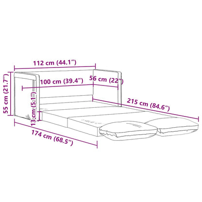 vidaXL Bodensofa mit Schlaffunktion Dunkelgrau 112x174x55 cm Stoff