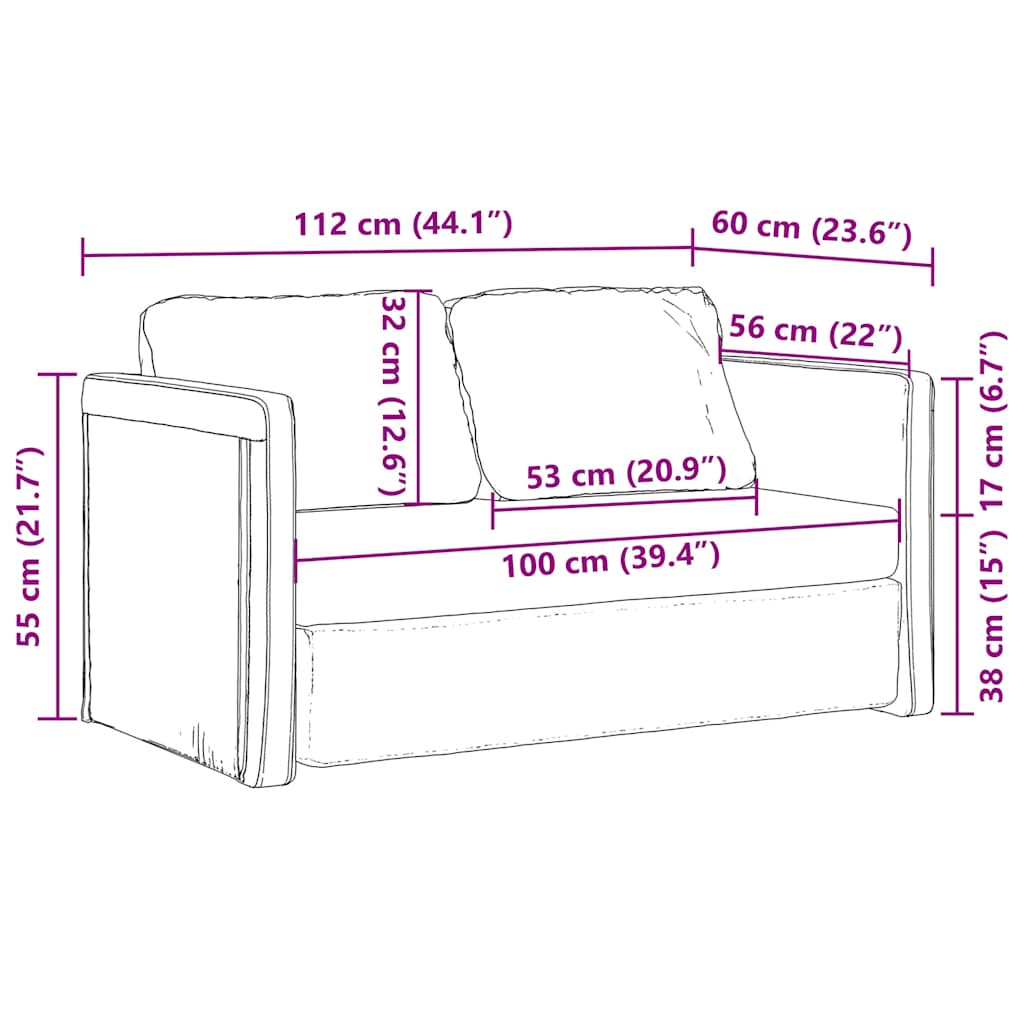 vidaXL Bodensofa mit Schlaffunktion Dunkelgrau 112x174x55 cm Stoff