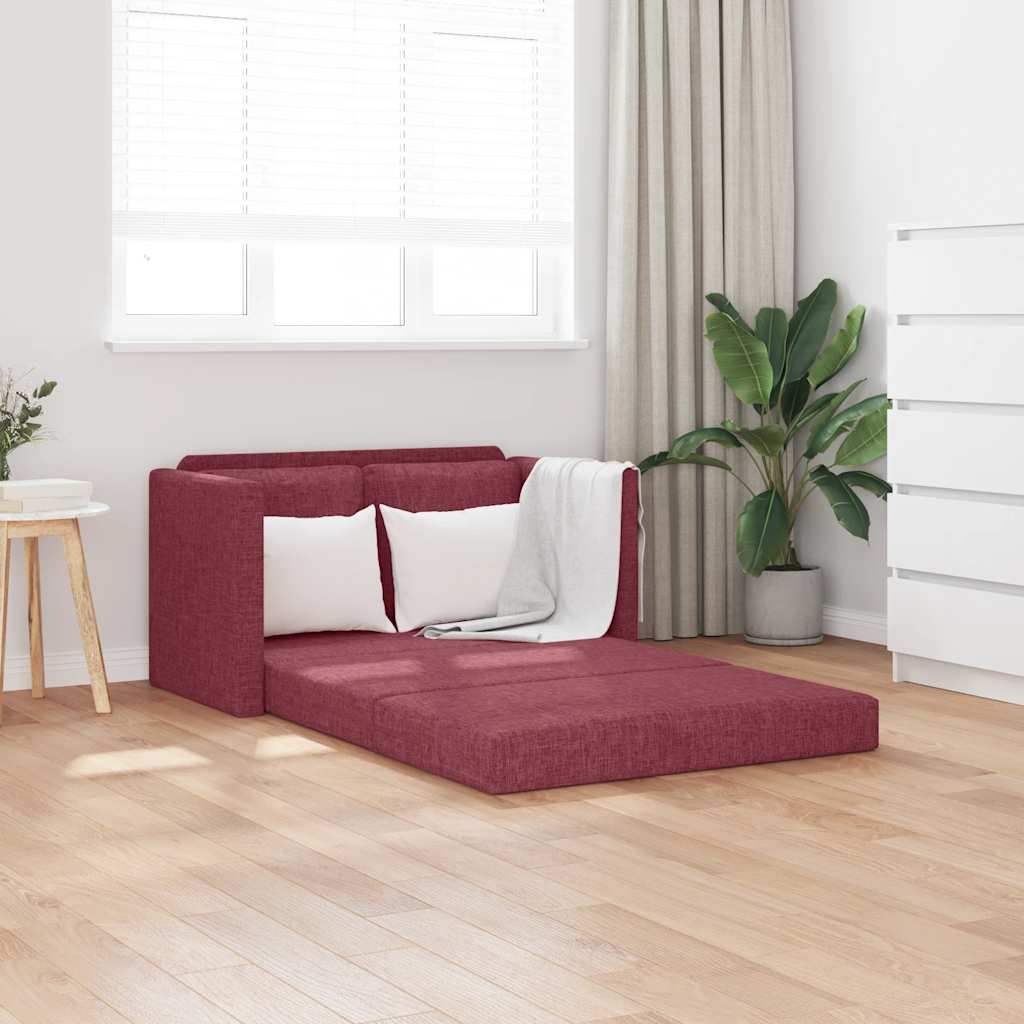 vidaXL Bodensofa mit Schlaffunktion Weinrot 112x174x55 cm Stoff