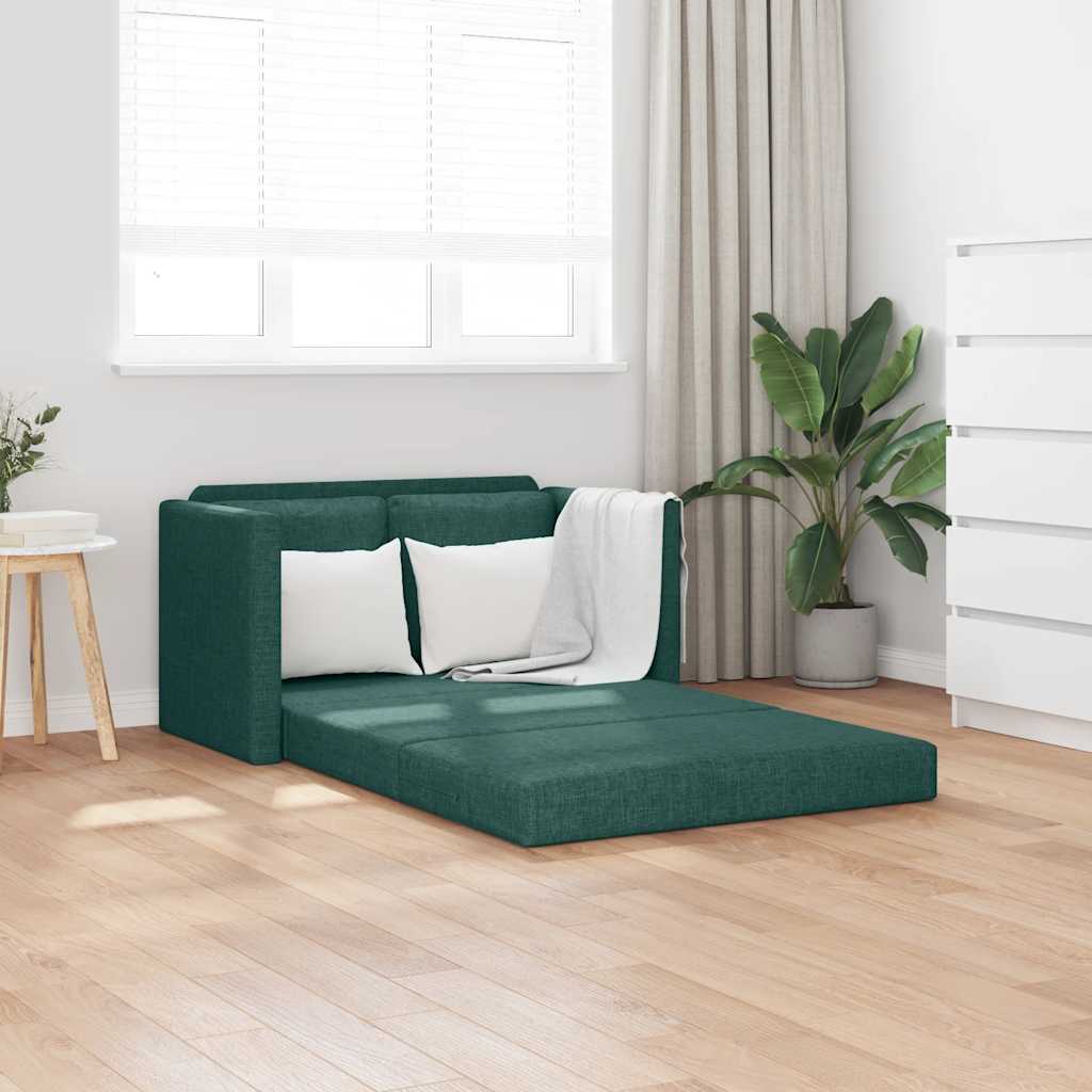 vidaXL Bodensofa mit Schlaffunktion Dunkelgrün 112x174x55 cm Stoff