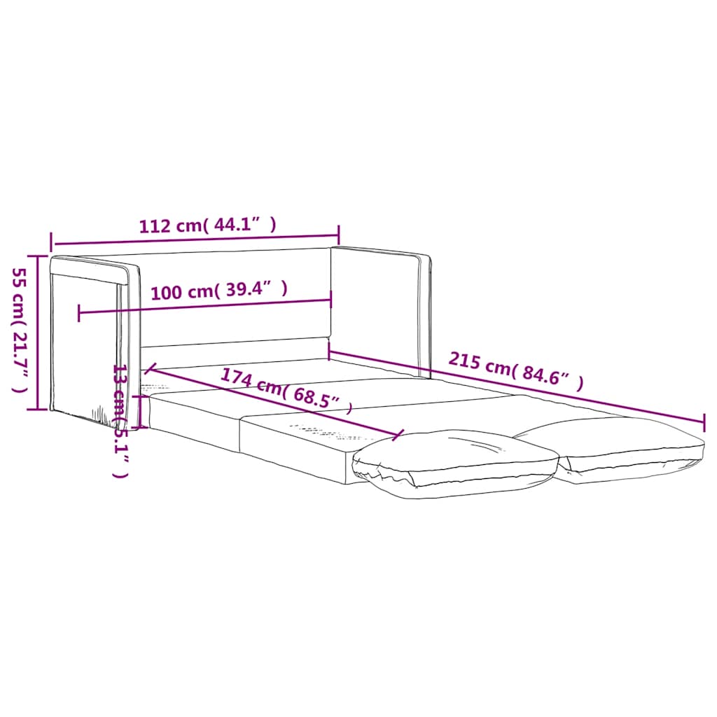 vidaXL Bodensofa mit Schlaffunktion Taupe 112x174x55 cm Stoff