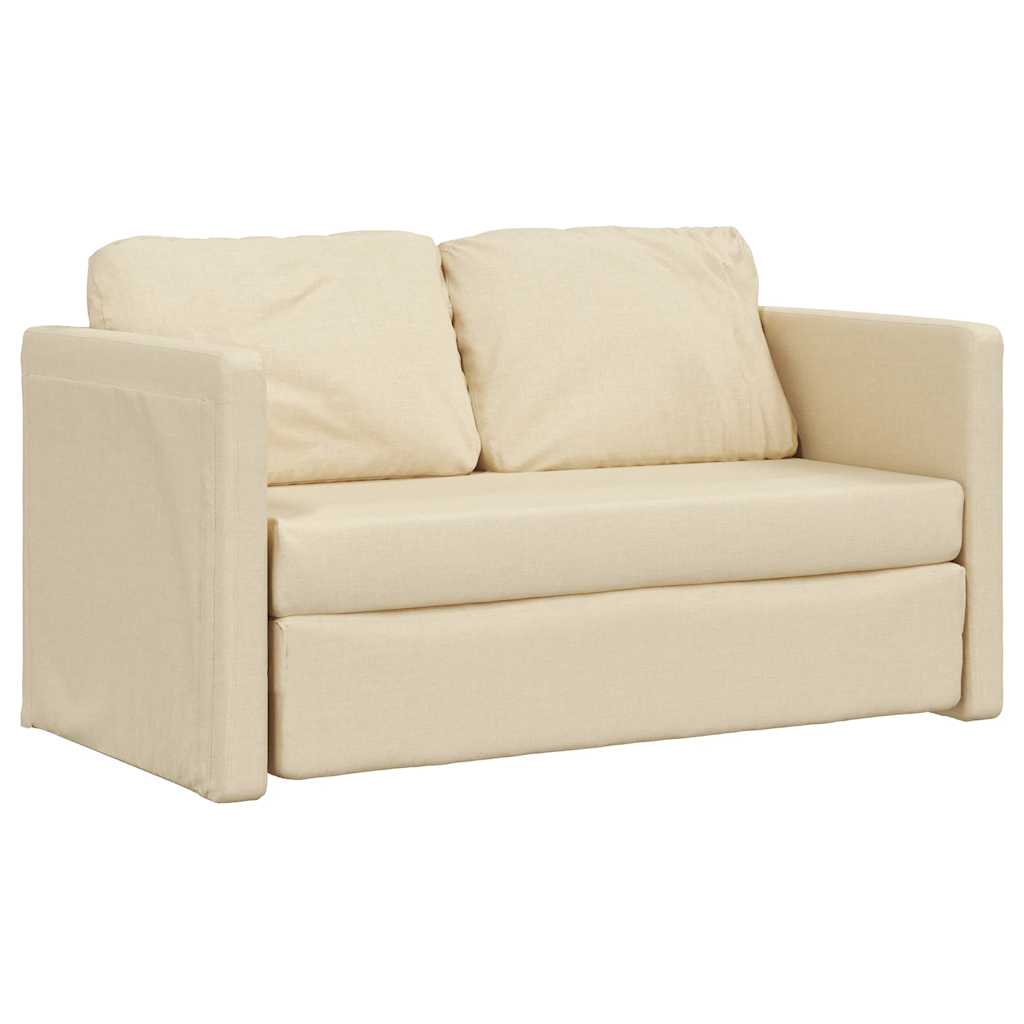 vidaXL Bodensofa mit Schlaffunktion Creme 112x174x55 cm Stoff