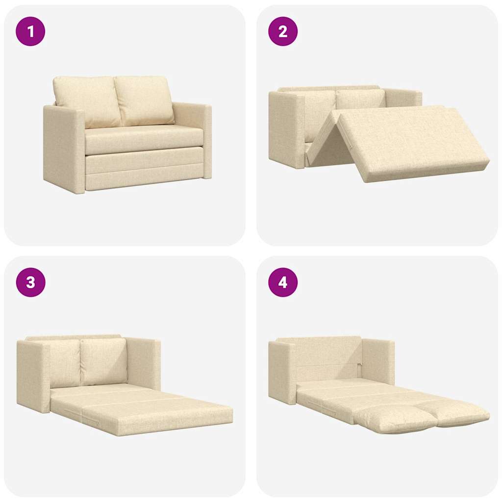 vidaXL Bodensofa mit Schlaffunktion Creme 112x174x55 cm Stoff