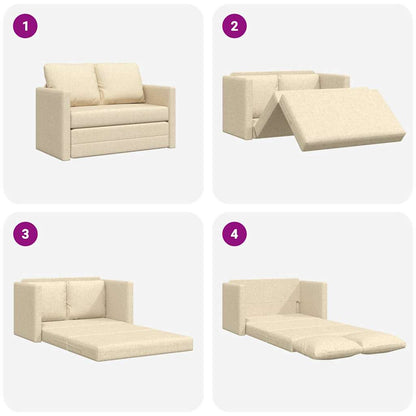 vidaXL Bodensofa mit Schlaffunktion Creme 112x174x55 cm Stoff