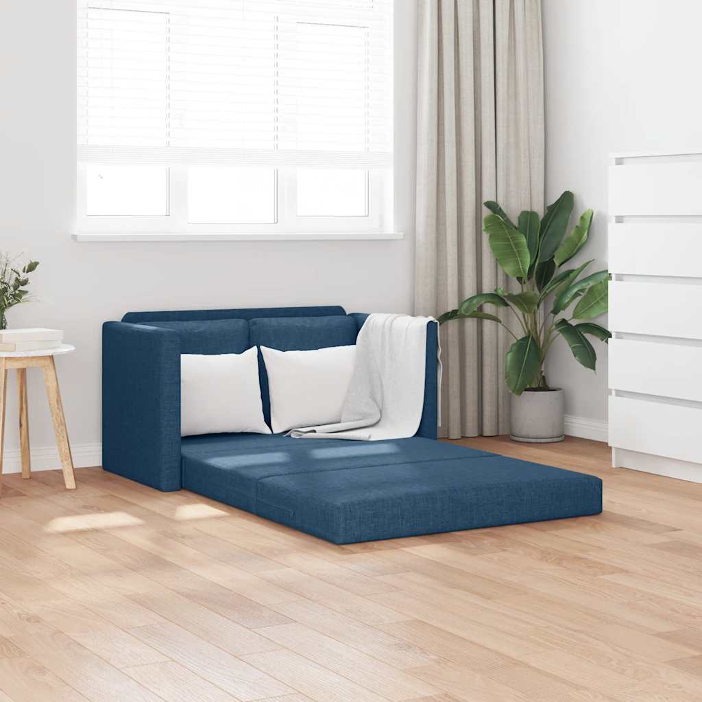 vidaXL Bodensofa mit Schlaffunktion Blau 112x174x55 cm Stoff