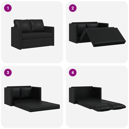 vidaXL Bodensofa mit Schlaffunktion Schwarz 112x174x55 cm Kunstleder