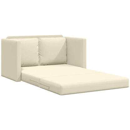 vidaXL Bodensofa mit Schlaffunktion Creme 112x174x55 cm Kunstleder