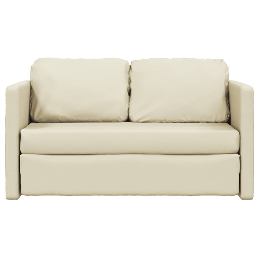 vidaXL Bodensofa mit Schlaffunktion Creme 112x174x55 cm Kunstleder