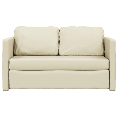 vidaXL Bodensofa mit Schlaffunktion Creme 112x174x55 cm Kunstleder