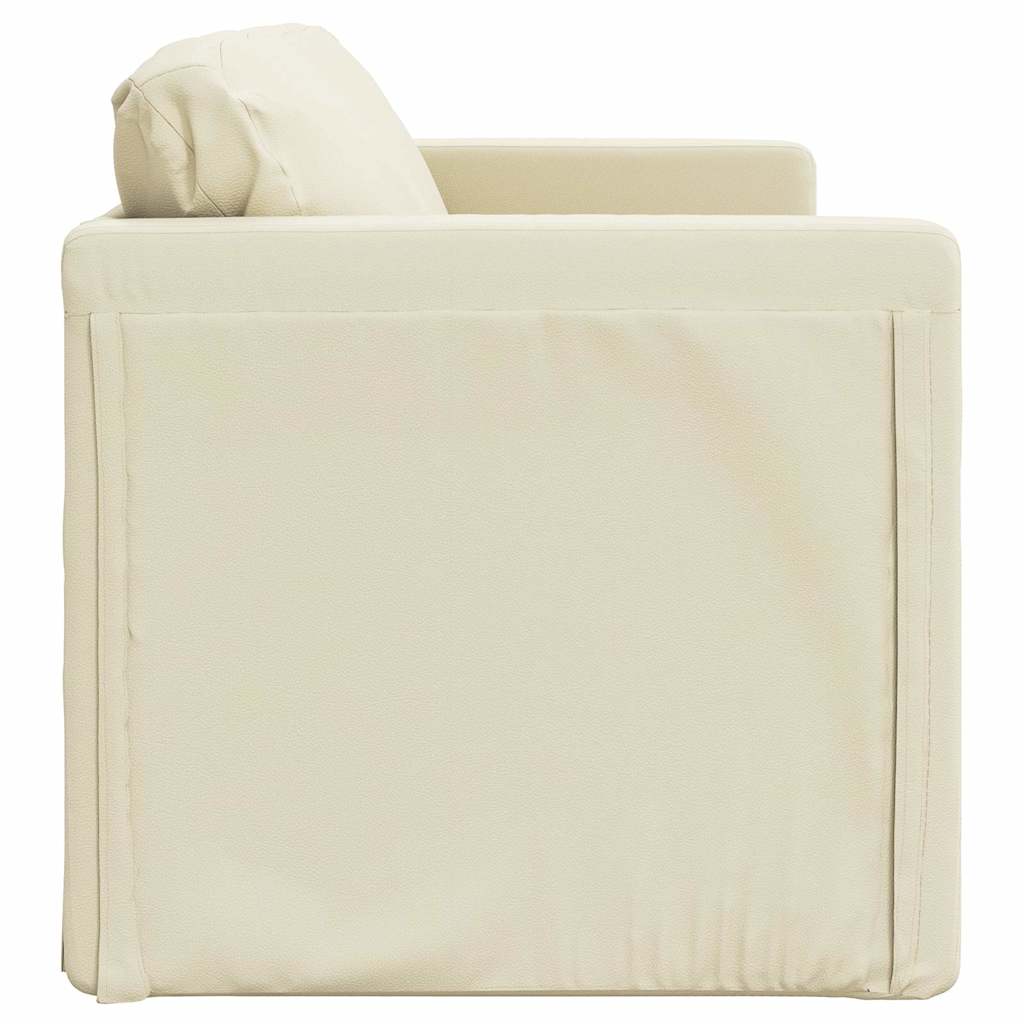 vidaXL Bodensofa mit Schlaffunktion Creme 112x174x55 cm Kunstleder