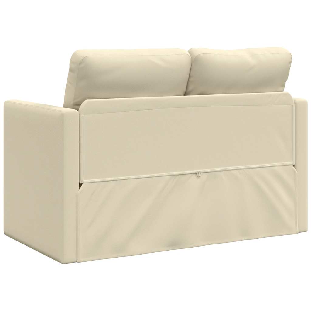 vidaXL Bodensofa mit Schlaffunktion Creme 112x174x55 cm Kunstleder