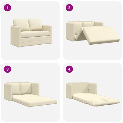 vidaXL Bodensofa mit Schlaffunktion Creme 112x174x55 cm Kunstleder