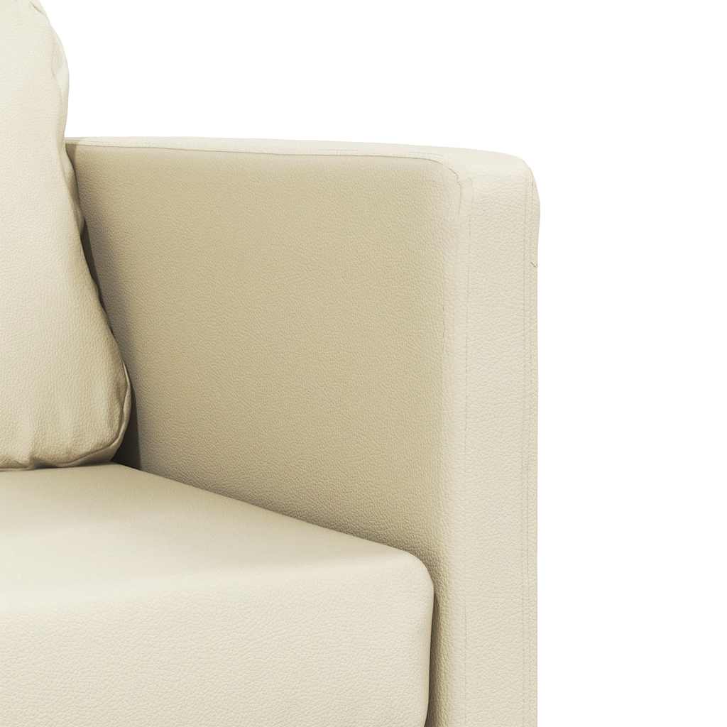 vidaXL Bodensofa mit Schlaffunktion Creme 112x174x55 cm Kunstleder