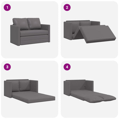 vidaXL Bodensofa mit Schlaffunktion Grau 112x174x55 cm Kunstleder