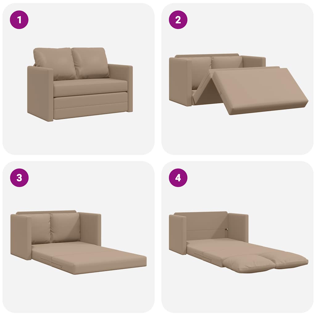 Bodensofa mit Schlaffunktion Cappuccino-Braun Kunstleder