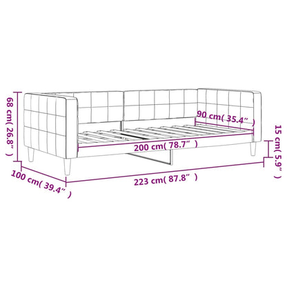 vidaXL Lit de repos gris foncé 90x200 cm Velours