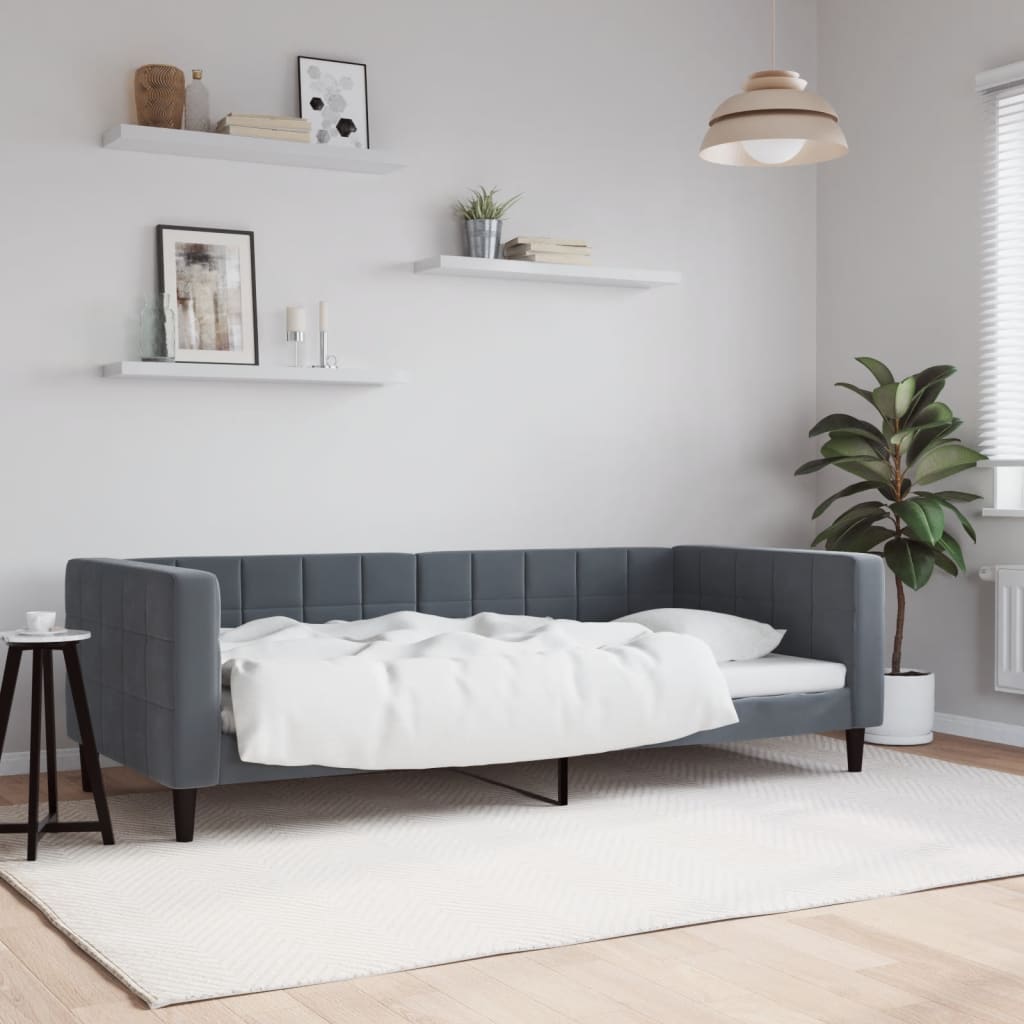 vidaXL Lit de repos gris foncé 90x200 cm Velours