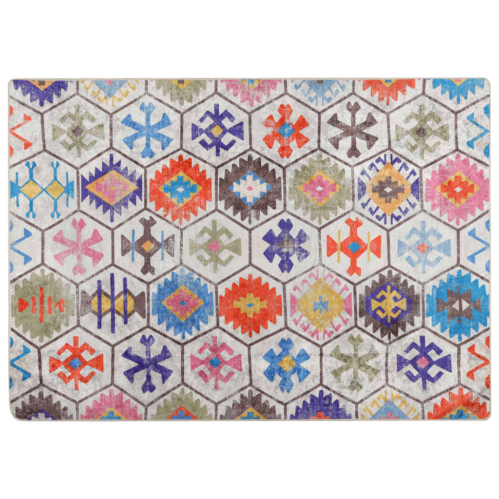 vidaXL Teppich Waschbar Mehrfarbig 80x150 cm Rutschfest