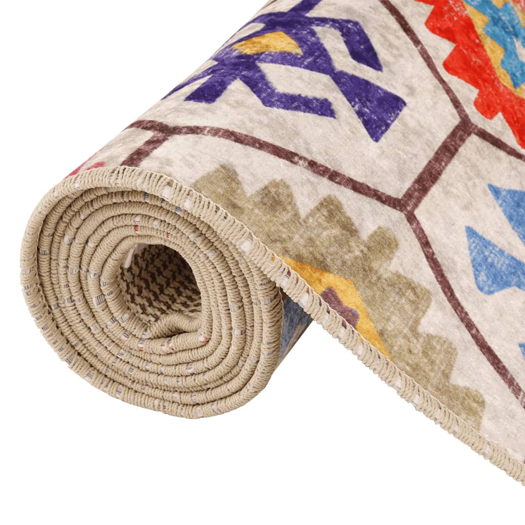 vidaXL Teppich Waschbar Mehrfarbig 160x230 cm Rutschfest
