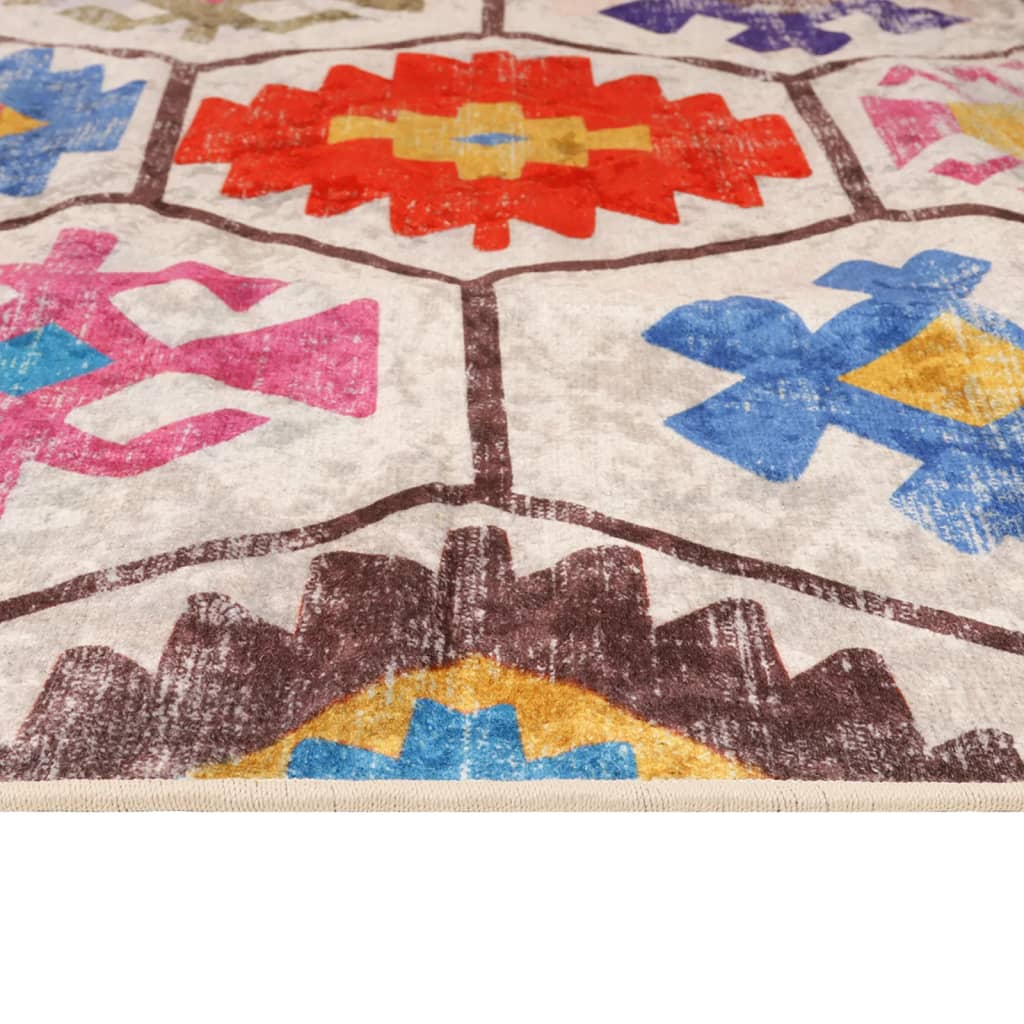 vidaXL Teppich Waschbar Mehrfarbig 160x230 cm Rutschfest