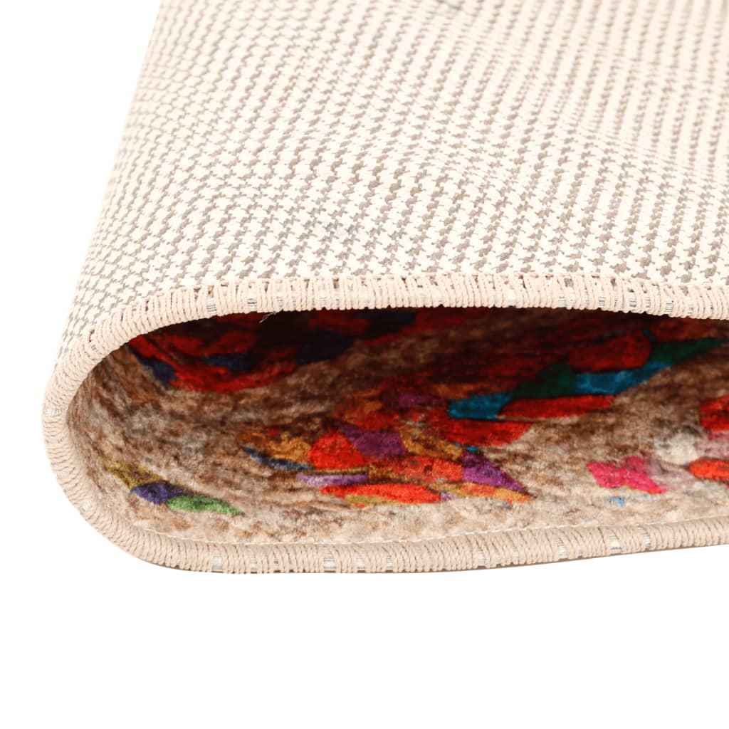 vidaXL Tapis lavable multicolore Ø 120 cm antidérapant