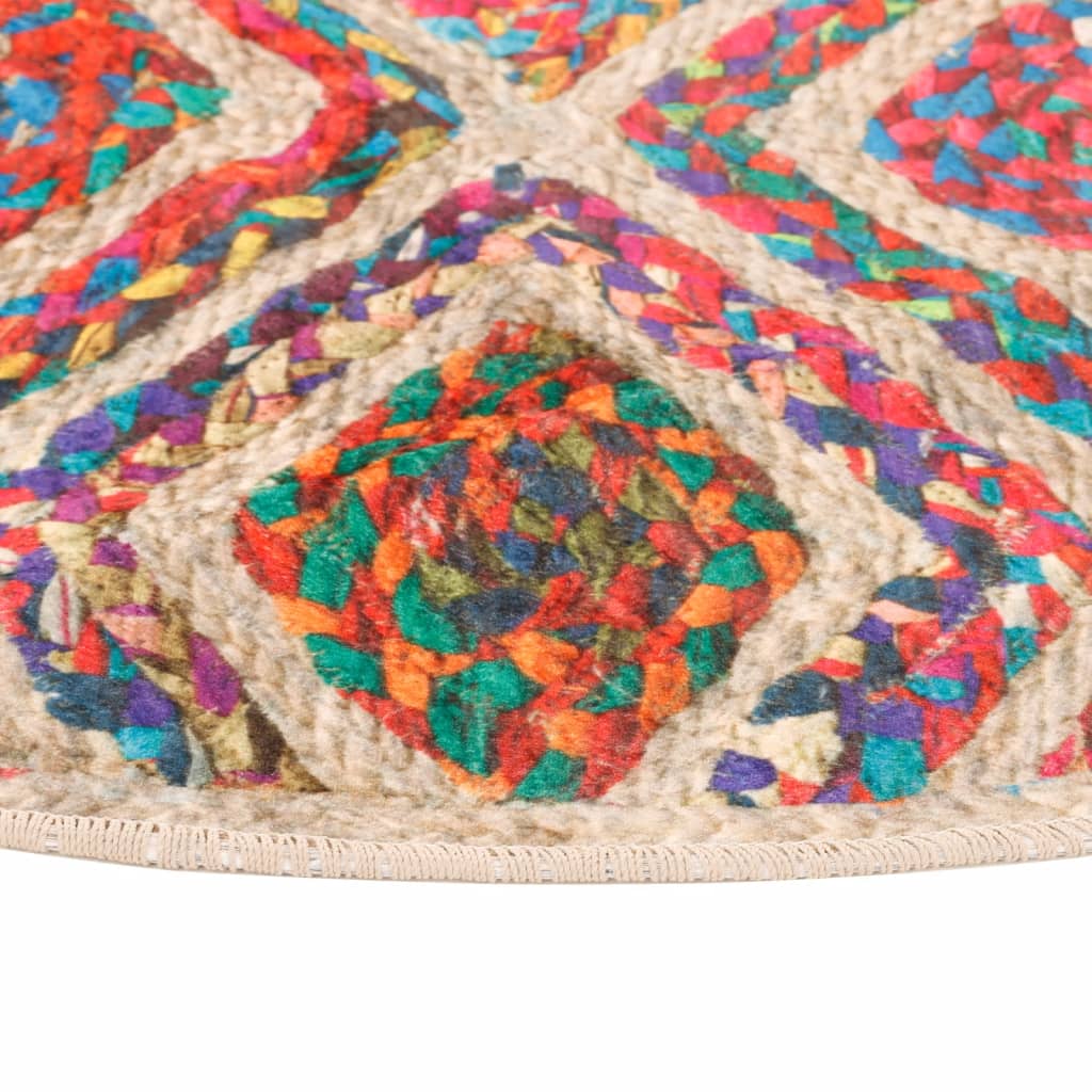 vidaXL Tapis lavable multicolore Ø 120 cm antidérapant