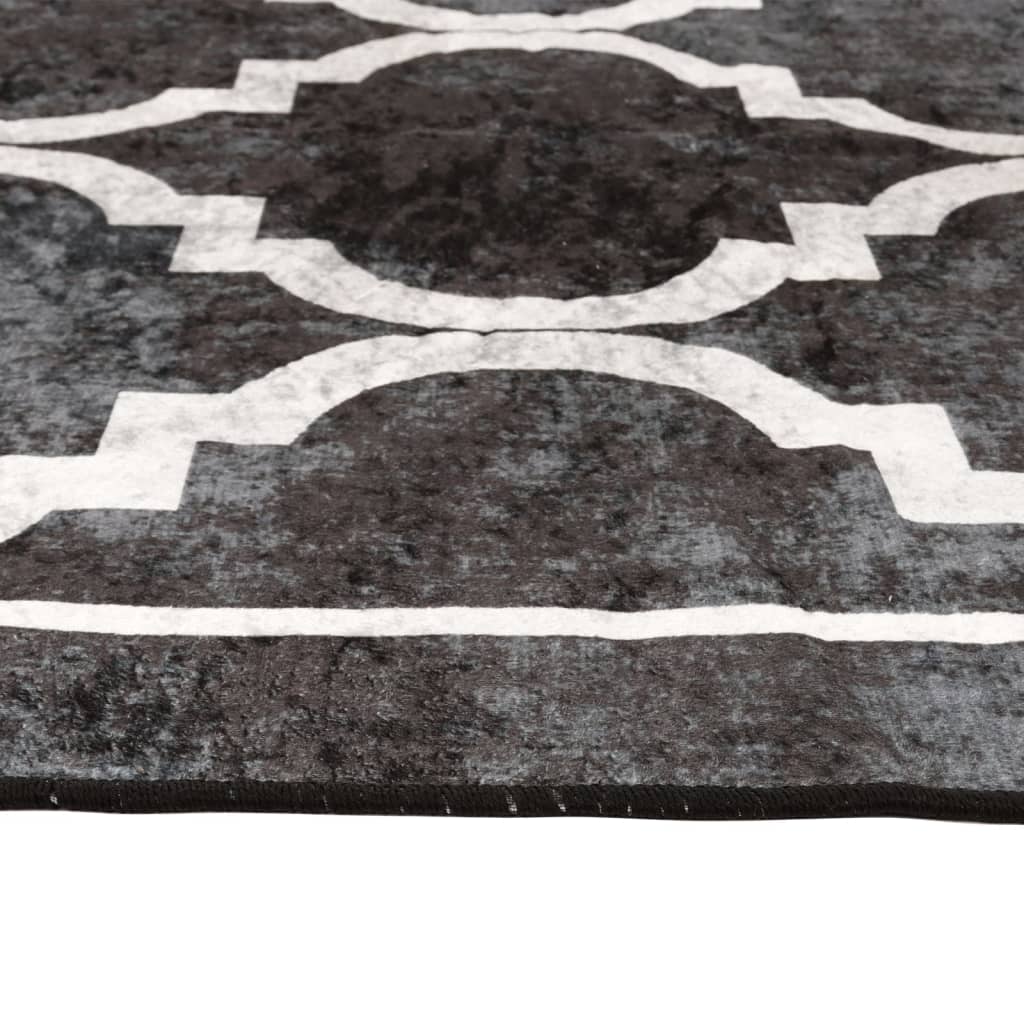 vidaXL Teppich Waschbar Schwarz und Weiß 80x300 cm Rutschfest