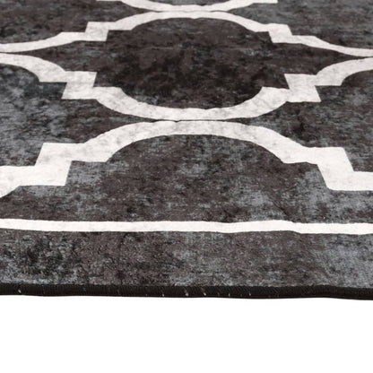 vidaXL Teppich Waschbar Schwarz und Weiß 80x300 cm Rutschfest