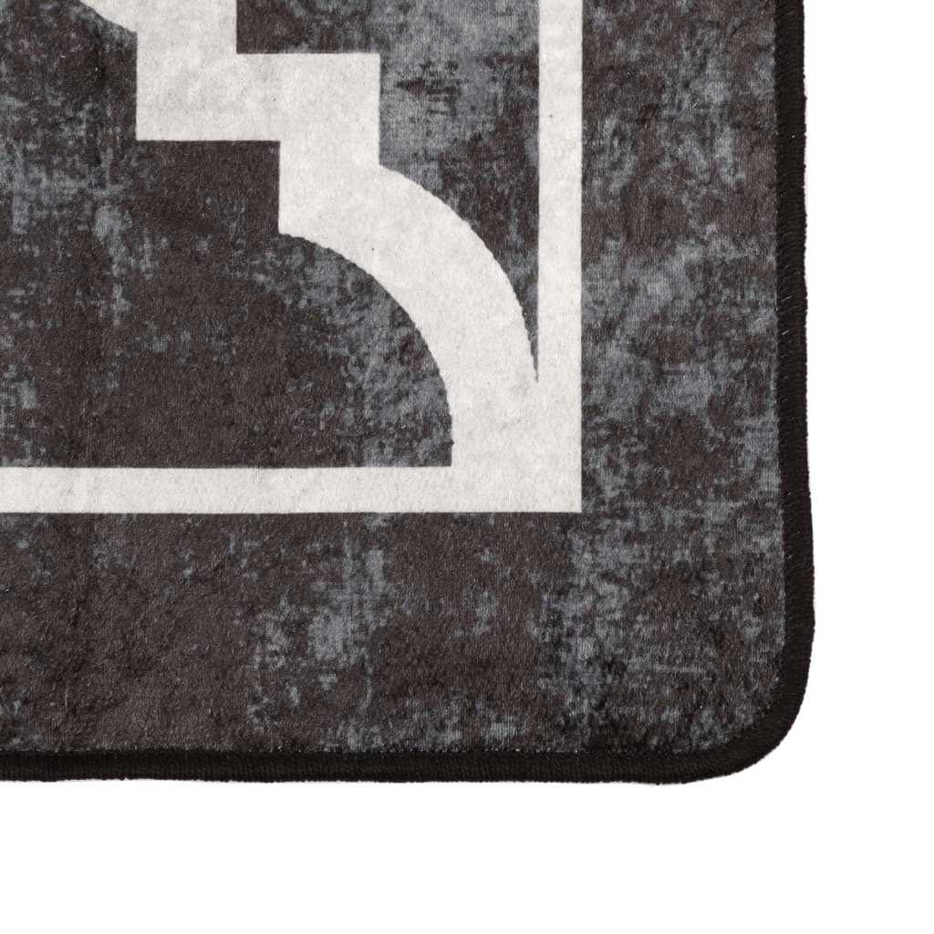 vidaXL Tapis lavable noir et blanc 120x180 cm antidérapant