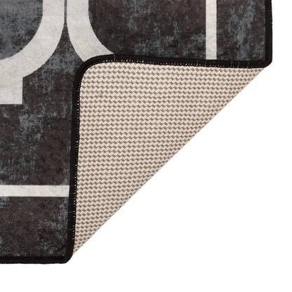 vidaXL Tapis lavable noir et blanc 120x180 cm antidérapant