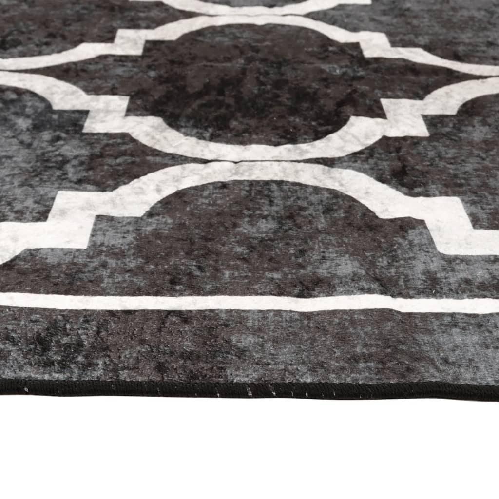 vidaXL Tapis lavable noir et blanc 120x180 cm antidérapant
