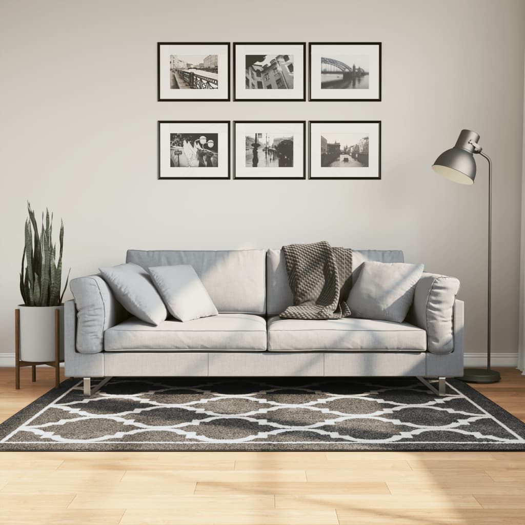 vidaXL Tapis lavable noir et blanc 120x180 cm antidérapant