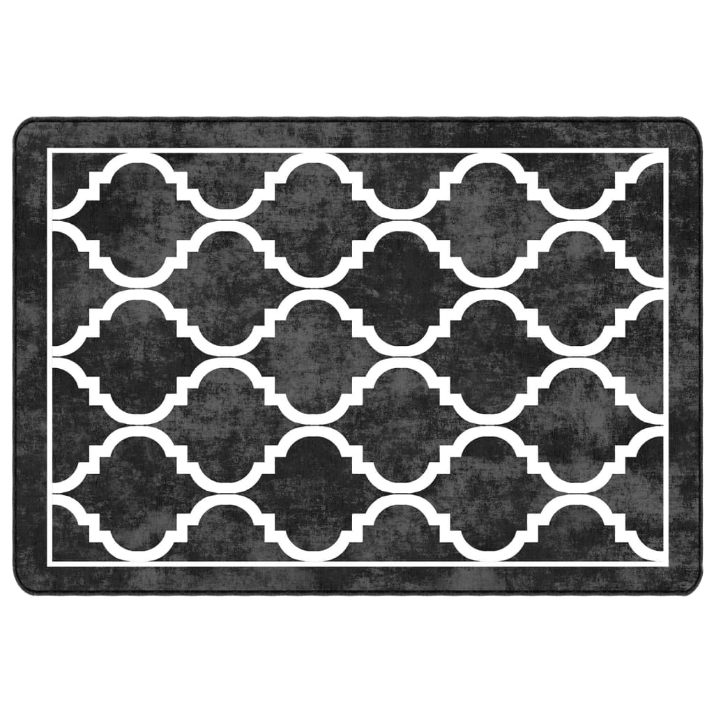 vidaXL Tapis lavable Noir et blanc 160x230 cm Antidérapant