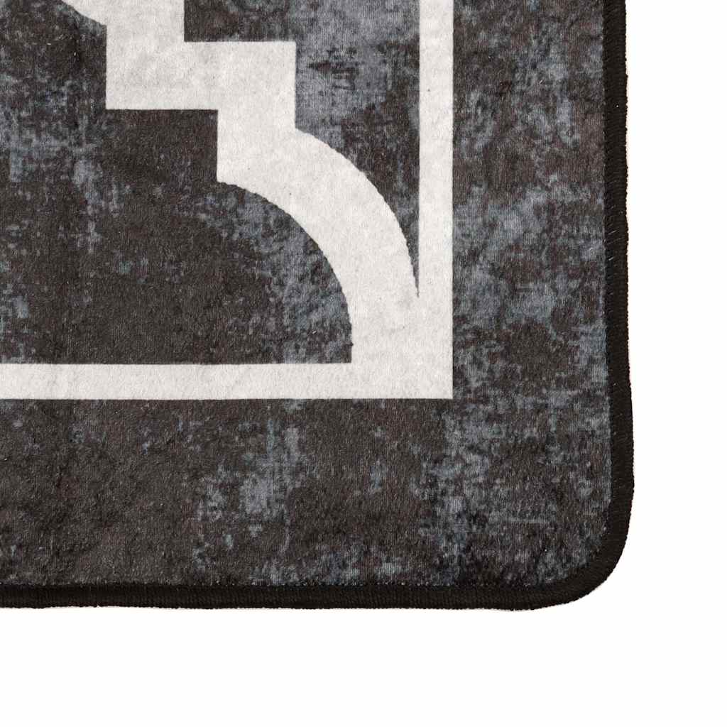 vidaXL Tapis lavable Noir et blanc 160x230 cm Antidérapant