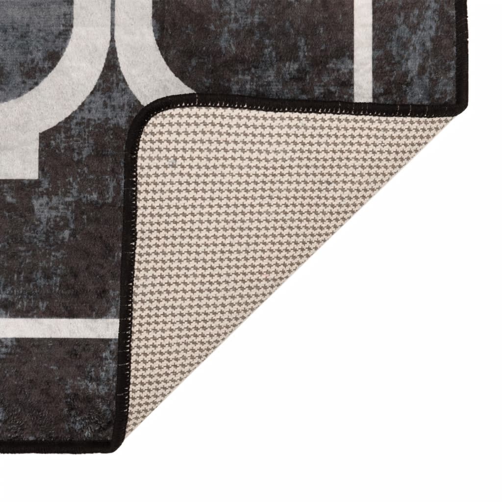 vidaXL Tapis lavable Noir et blanc 160x230 cm Antidérapant