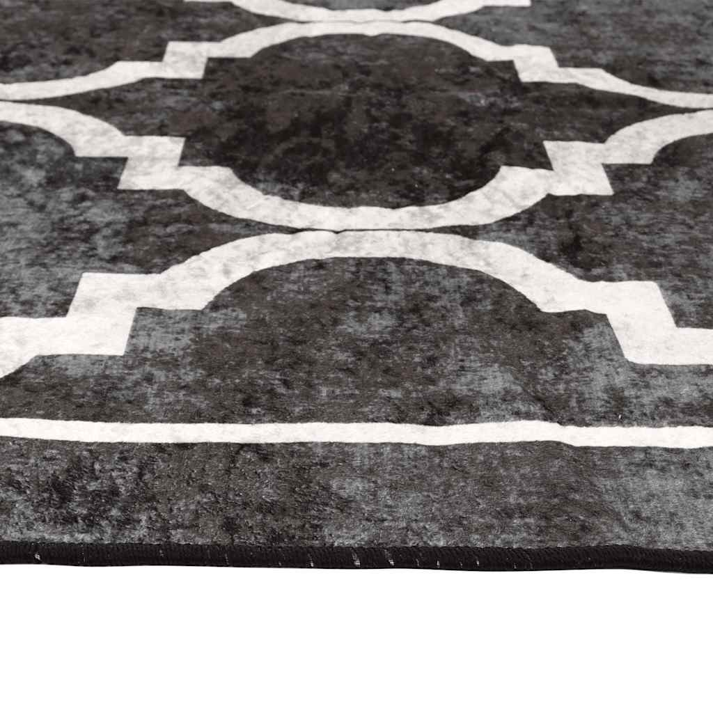 vidaXL Tapis lavable Noir et blanc 160x230 cm Antidérapant