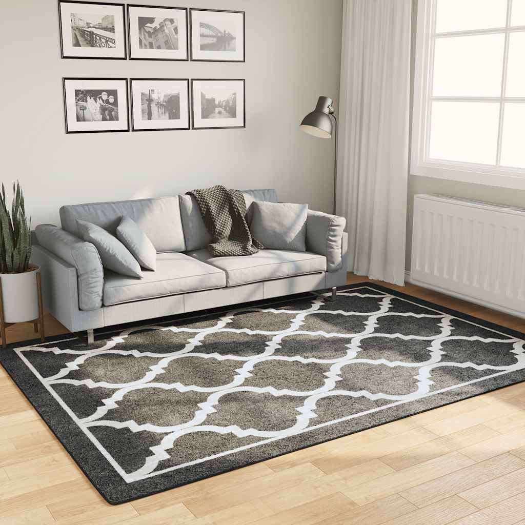 vidaXL Tapis lavable Noir et blanc 160x230 cm Antidérapant