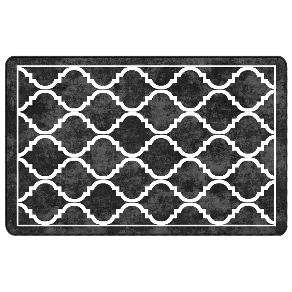 vidaXL Tapis lavable noir et blanc 190x300 cm Antidérapant