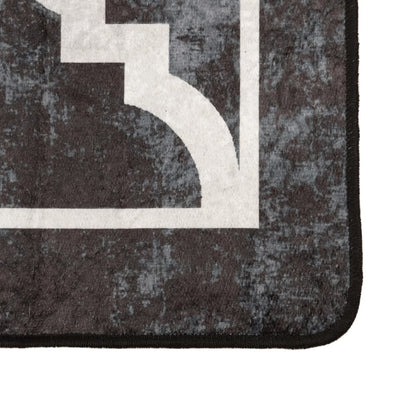 vidaXL Tapis lavable noir et blanc 190x300 cm Antidérapant