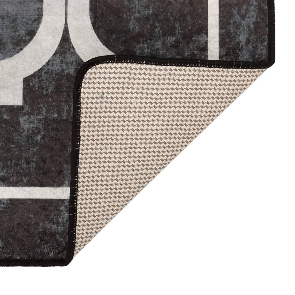 vidaXL Tapis lavable noir et blanc 190x300 cm Antidérapant