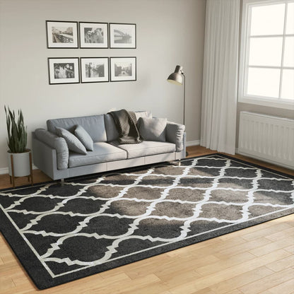 vidaXL Tapis lavable noir et blanc 190x300 cm Antidérapant