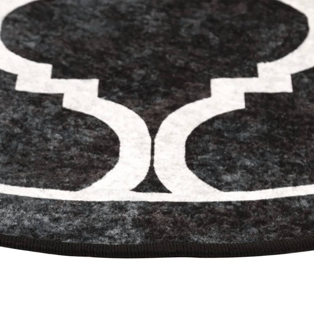 vidaXL Tapis lavable noir et blanc Ø 120 cm Antidérapant