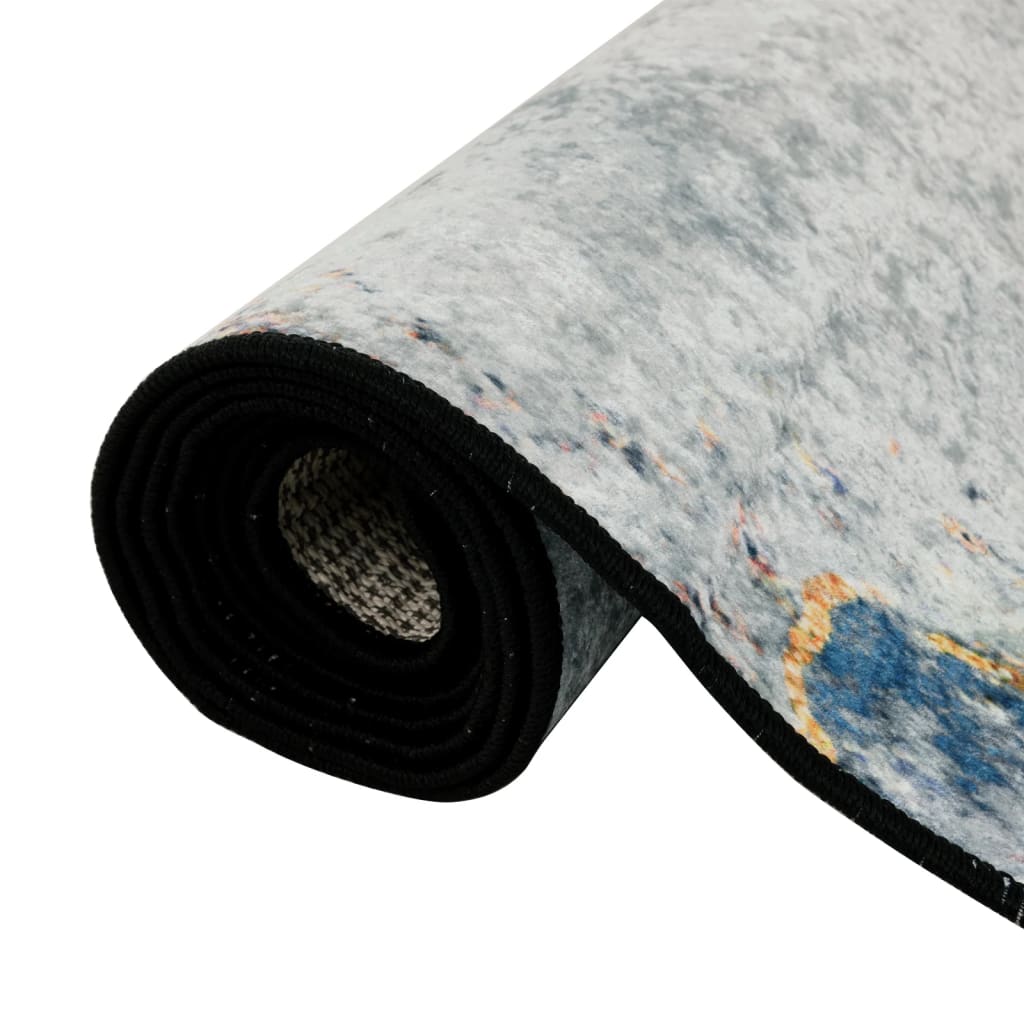 vidaXL Teppich Waschbar Mehrfarbig 80x300 cm Rutschfest