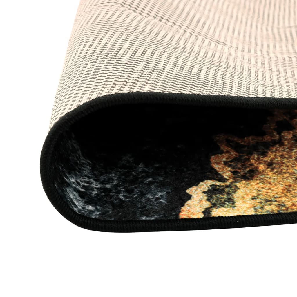vidaXL Tapis lavable multicolore Ø 120 cm antidérapant